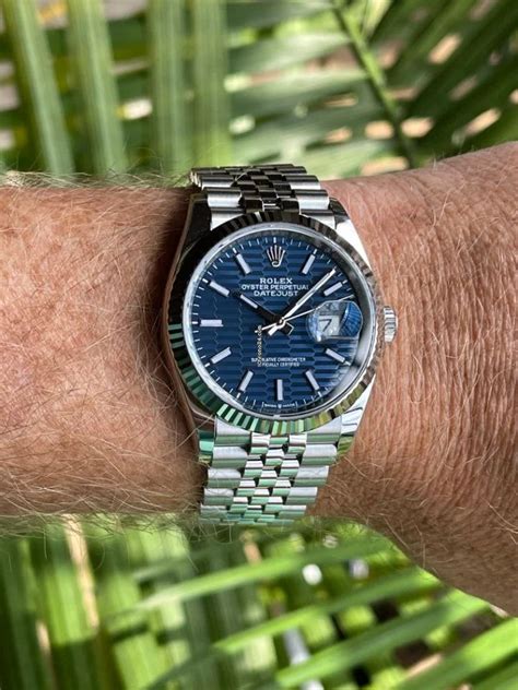 rolex 36mm datejust on wrist